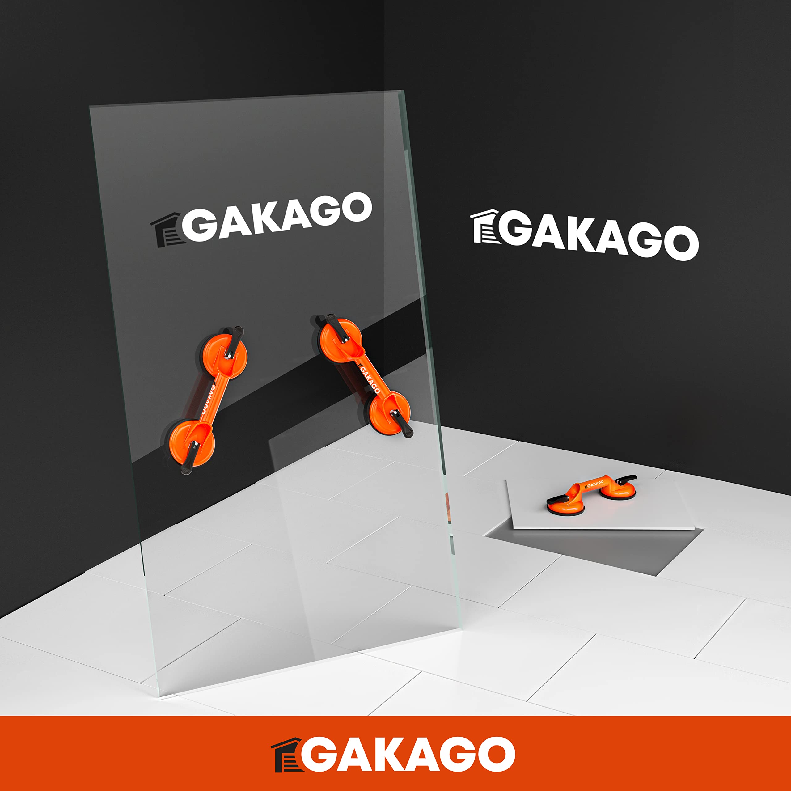 Gakago Ventosa (paquete de 2) - Asas de succión ergonómicas y antideslizantes - Ventosa con capacidad de carga de 120 kg para transportar baldosas, laminados, paneles y vidrio