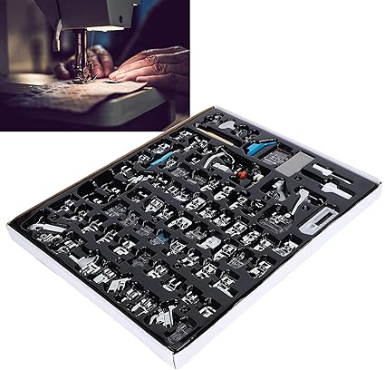 SYGA 82Pcs Presser Feet Set for Sewing Machine Household Accessories Domestic Low Shank Sewing Machine Spare Parts Multifunctional Sewing Foot Presser Kit For Rajesh, Usha, Brother, Singer - Set of 82