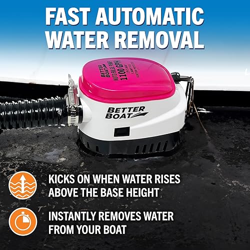 Miniatura 3 de Bombas de sentina automáticas para barcos, bomba de sentina automática de 1100 GPH para barco con interruptor de flotador, bote bajo integrado de 12