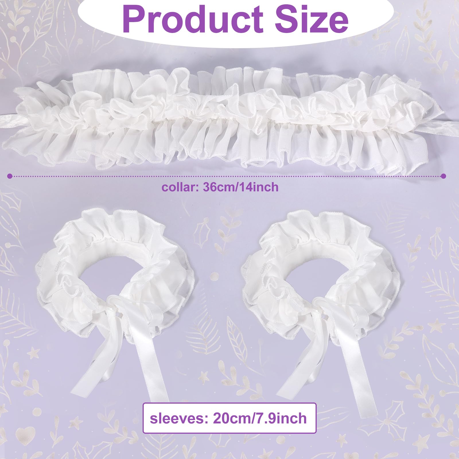 XEPST White Collar and Cuffs Set Vintage Lace Ruffled Collars Gloves Clown Lolita Costume Accessories Neck Ruffle Collar - Image 3