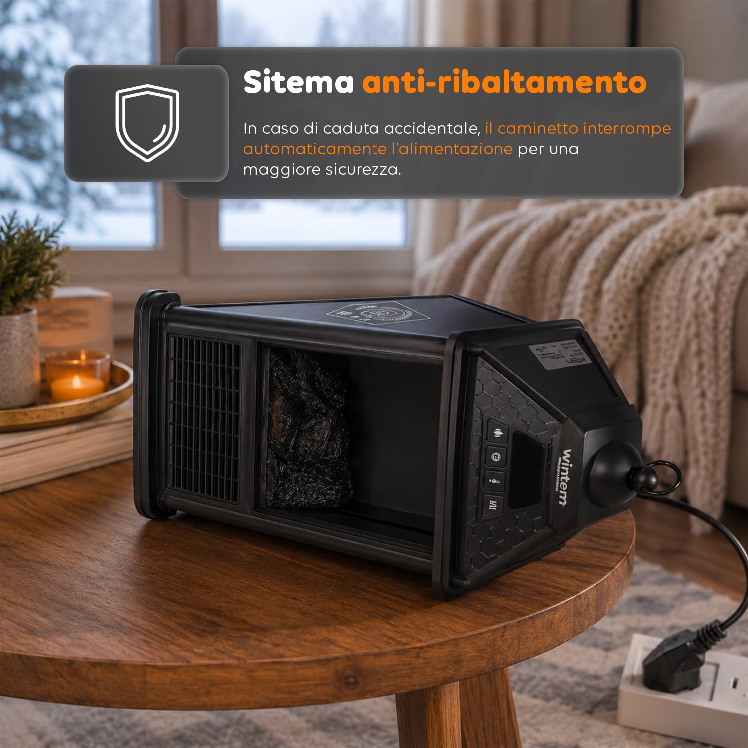 Avilia Caminetto Elettrico da Tavolo con Telecomando 1000W - Timer Programmabile Fino a 12 ore e Controllo da Remoto - Design Elegante e Versatile Grazie alle sue Dimensioni 32x18,5x18,5cm