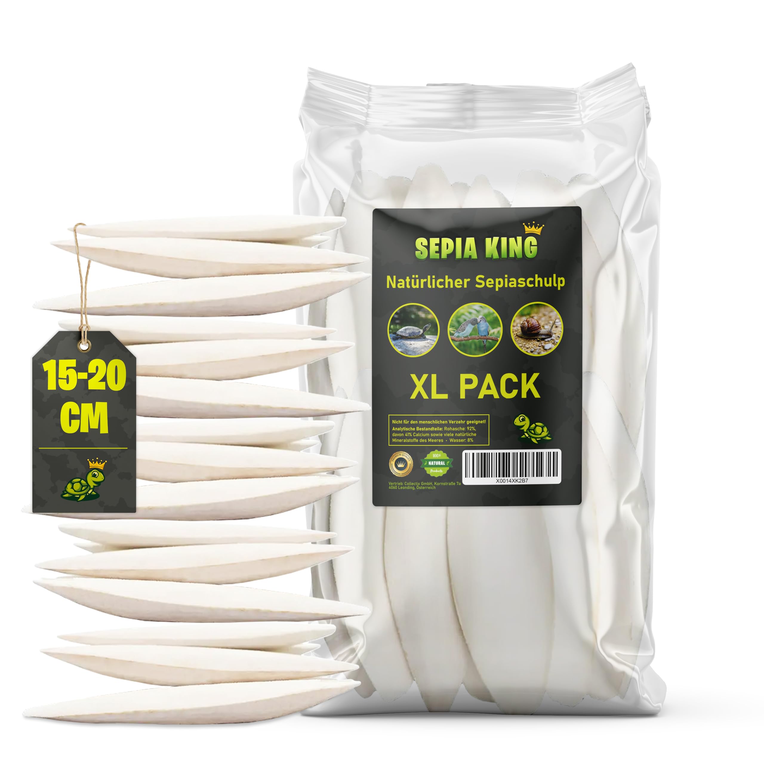Sepia King Sepiaschalen Premium XL Vorteilspackung 250g Sepia Schalen - Optimale Kalzium und Vitaminversorgung - Nahrung, Futter für Reptilien, Schildkröten, Bartagamen, Vögel - Terrarium Zubehör