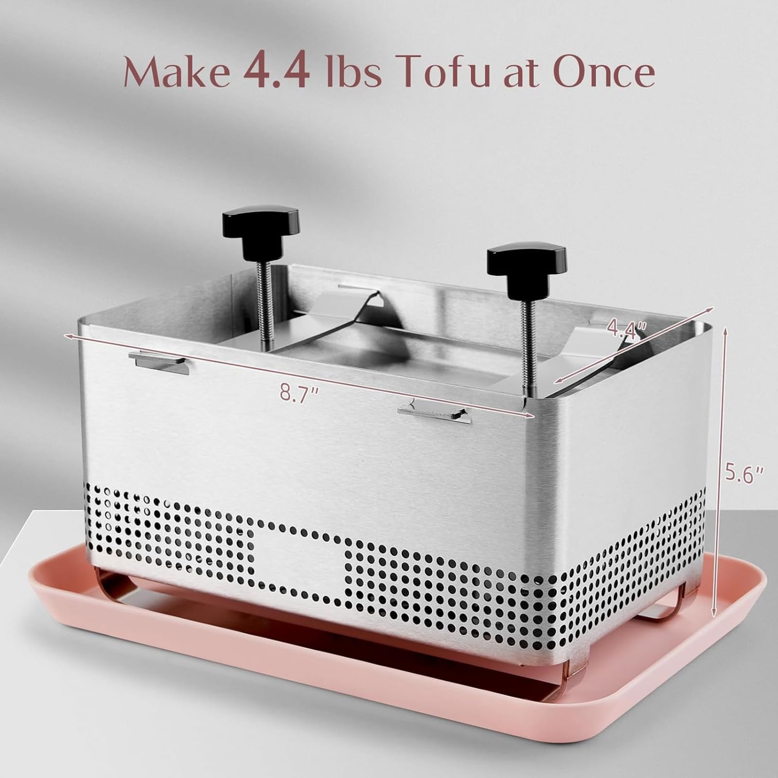 Lasting 304 - Macchina per formaggio in acciaio inox con manopola antiscivolo e base rialzata per una maggiore stabilità, scatola di drenaggio professionale per formaggi vegetali