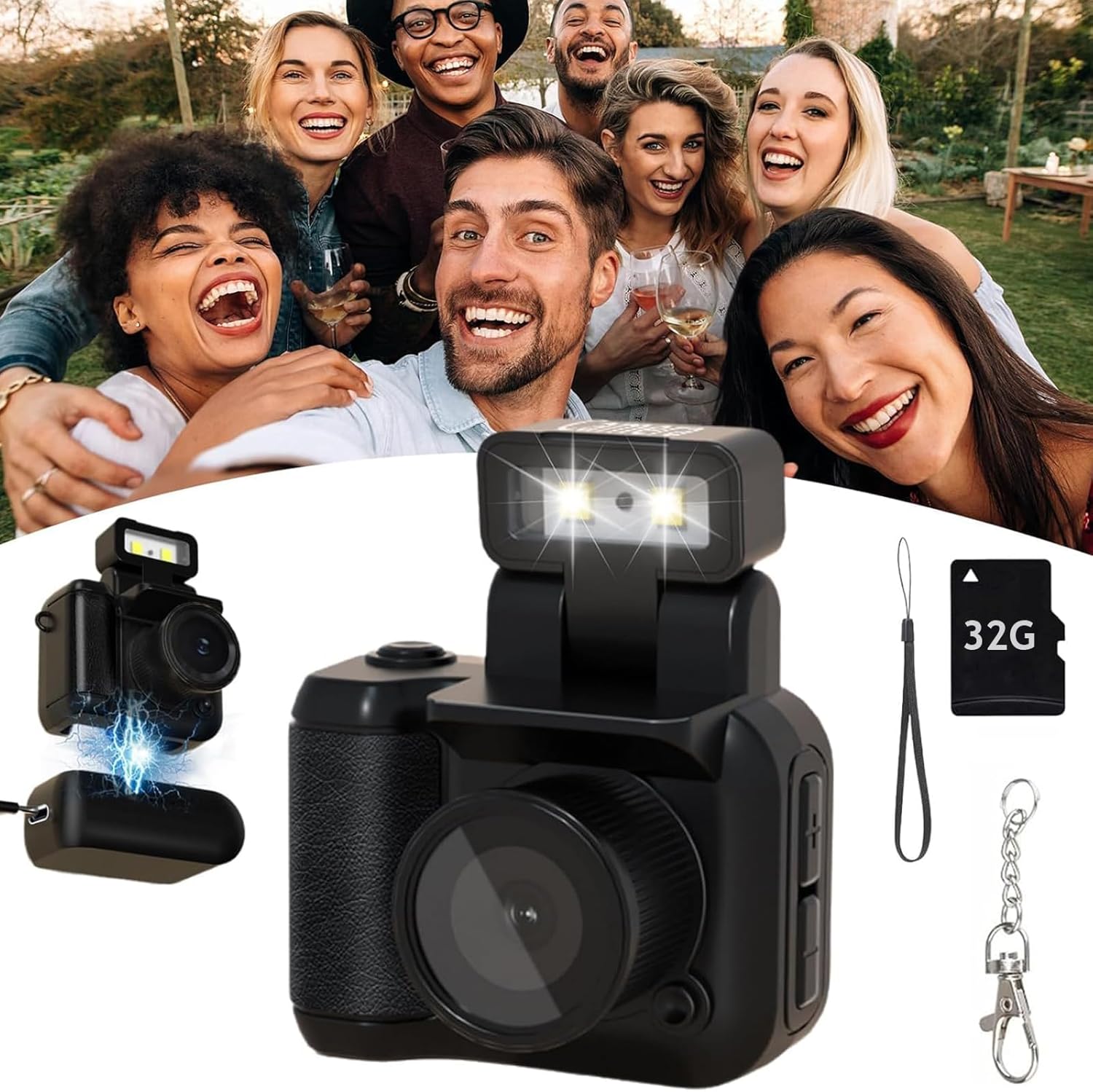 Retroscope – Retroscope Mini Camera, 2025 New Upgarde – 1.44-Inch HD 1080p Screen – Mini Vintage Camera, 90° Flip Flash, Retrosnap Mini Camera, Retros cope Camera with 8 Filters (Black,32G Card)