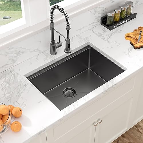 Miniatura 86 de Sarlai Fregadero de cocina de montaje inferior 21 x 19 pulgadas, repisa de fregadero de barra de montaje inferior, estación de trabajo, cuenco Acero