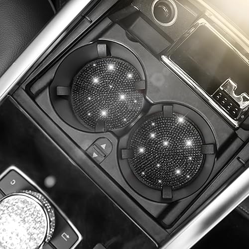 Miniatura 6 de Portavasos para automóvil, paquete de 2 posavasos antideslizantes con diamantes de imitación de cristal, tapete universal de 2.75 pulgadas,