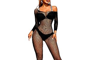 Black Fishnet Bodysuit: Captivating Curves Enhance All-Night Revelry