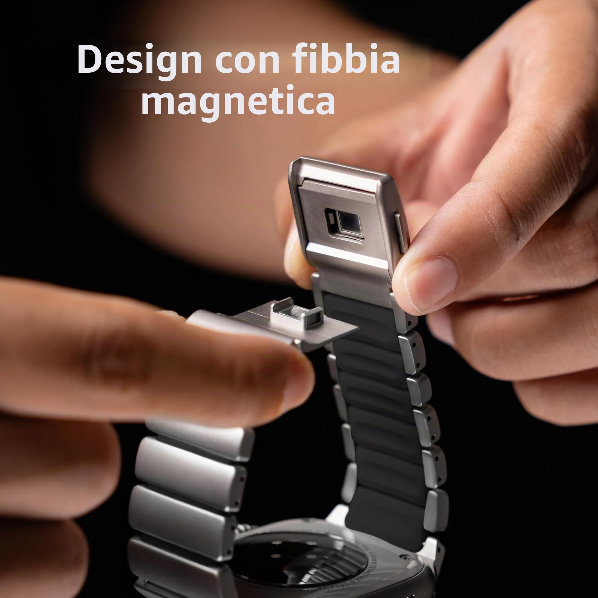 Cinturino in titanio compatibile con Apple Watch Ultra 3/2/1 49 mm, titanio silicone doppio strato, chiusura magnetica, cinturino di ricambio per iWatch Series11