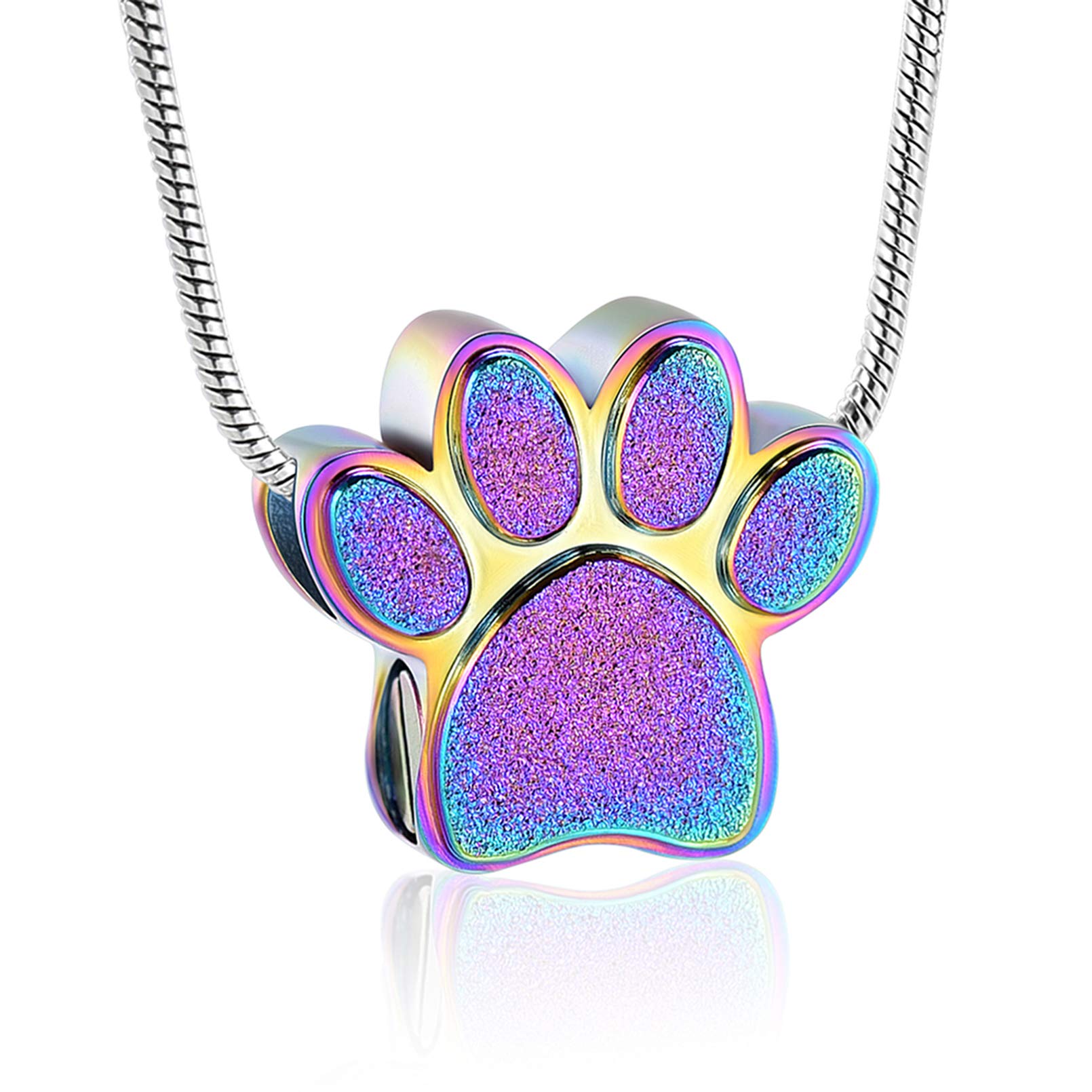 Hearbeingt Pet Cremation Jewelry - Ashes Urn Necklace with Paw Print Pet Keepsake Pendant for Dog's & Cat's Memorial Gifts