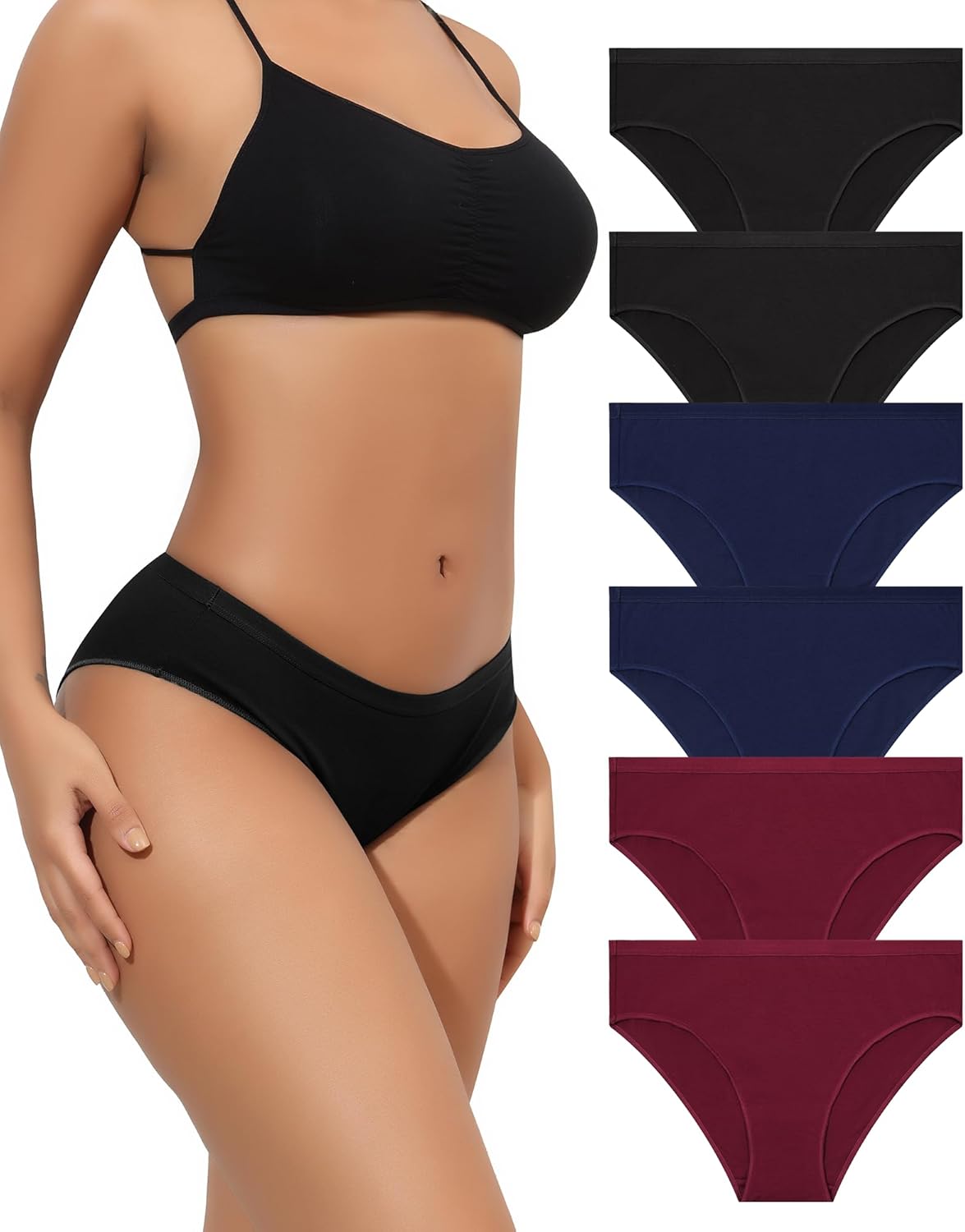 ((SZ XL))LEVAO Womens Cheeky Underwear Cotton Bikini Panties Half Back Coverage Panty Breathable High Cut Plus Size Briefs Multipack Small Multicolor D