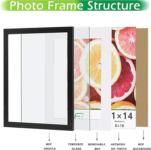 Vista 80 de FrameWorks Marcos de fotos clásicos de madera de 11 x 14 a 8 x 10 pulgadas con vidrio templado, roble natural, paquete de 6