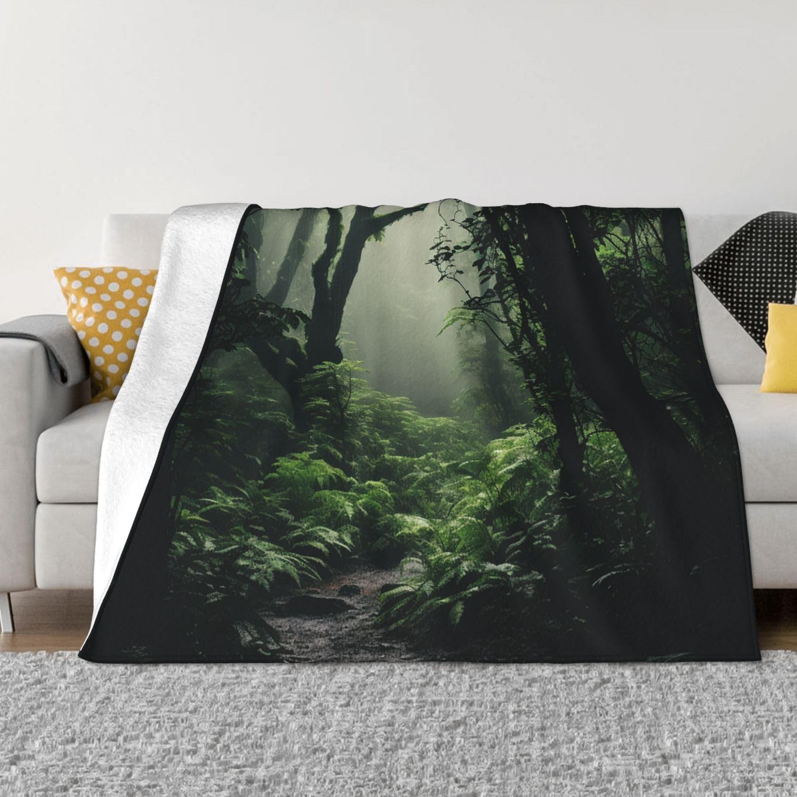 Couverture polaire ultra douce Rain in The Woods couverture legere lit et canape 203x152 cm
