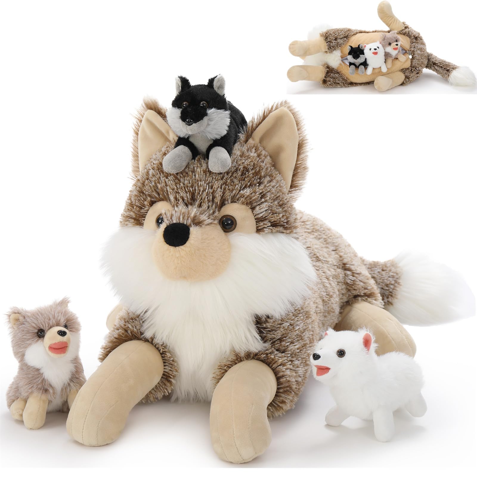 Amazon.com: Tezituor 4Pcs Realistic Wolf Stuffed Animals Set, 20