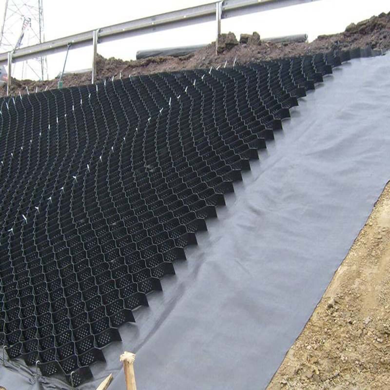 Geo Grid Stabilizer Zewnętrzna podkładka stabilizacyjna do żwiru grochowego Plastikowa, uniwersalna dwukierunkowa siatka kontrolująca błoto gruntowe z otworem(4m x 7m (13ft x 23ft))