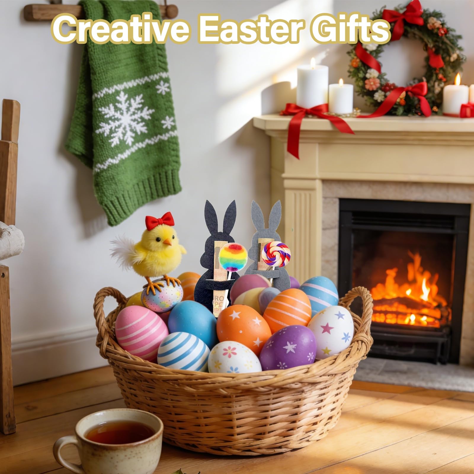 Pack of 8 Easter Money Gifts, Funny Easter Bunny Felt Decorations - Image 4