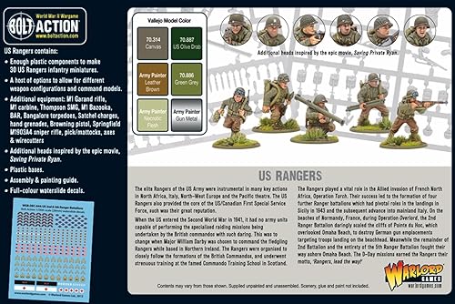 Miniatura 8 de Warlord Games US Rangers Infantry - Ejército de los Estados Unidos 1.102 in Escala de plástico Miniaturas de plástico para Bolt Action Miniaturas