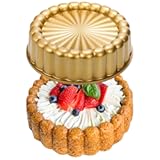Goaste 9&period;5 Inch Charlotte Cake Pan&comma; Reusable Fluted Mold&comma; Nonstick Aluminium With Flower Shape for Cheese&comma; Chocolate&comma; Strawberry Shortcake&comma; Brownie Tart Pie