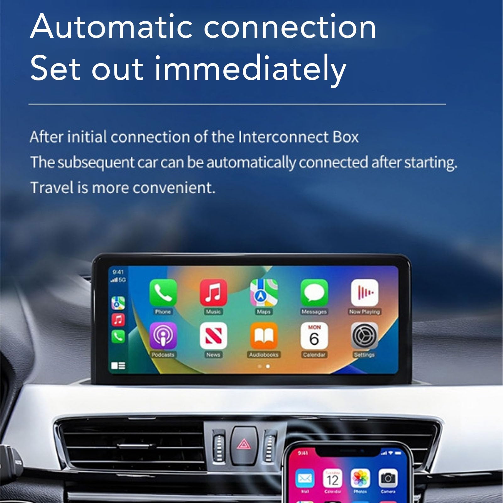Cuifati Adattatore Wireless per Auto, Convertitore da Cavo a Wireless con Controllo Vocale, connettività Continua, Connessione Automatica, Cavi di Tipo C, Basso Consumo Energetico