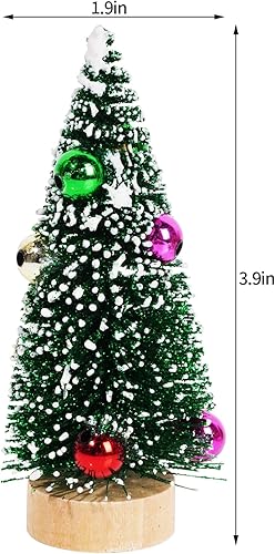 Miniatura 9 de Yookat 12 mini árboles de Navidad, pequeños árboles de sisal, mini pinos con base de madera, mini botella, árboles artificiales, mini árboles de