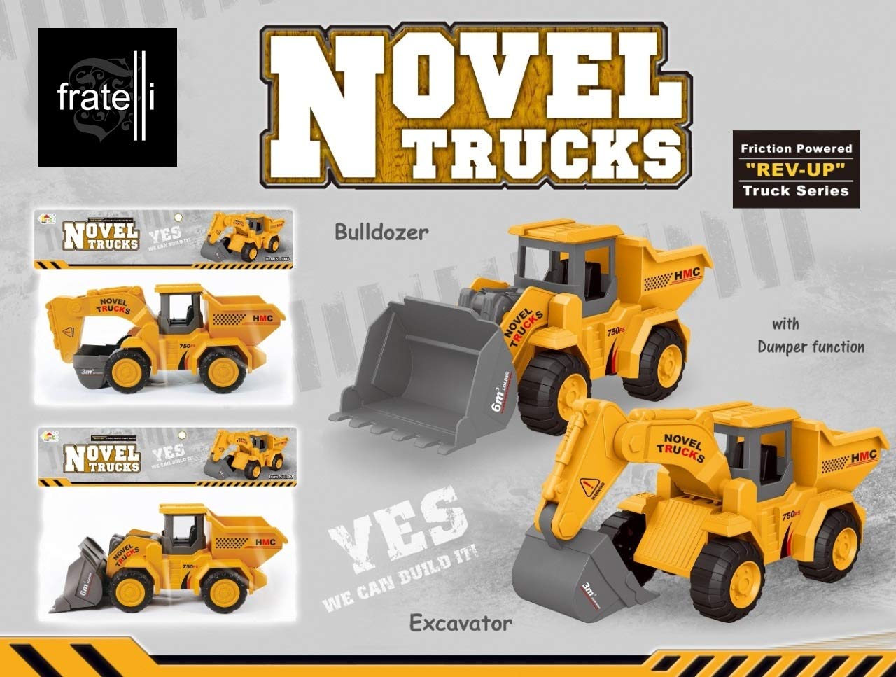 FRATELLI Plastic 2 In1 Excavator With Dumper Construction Toy, Pack Of 1, Multicolour