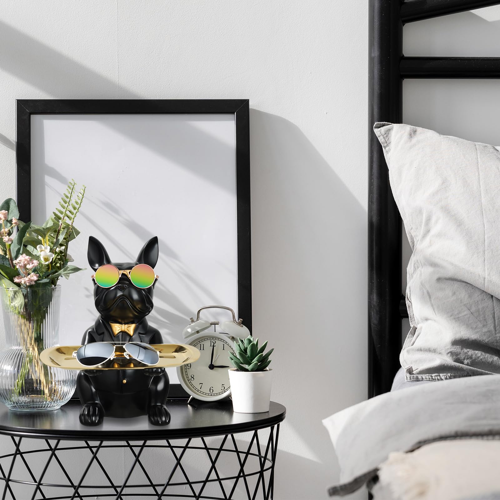 Plateau De Rangement Bouledogue Français - Figurine Sculpture Multifonction Avec Tirelire - Décoration & Rangement