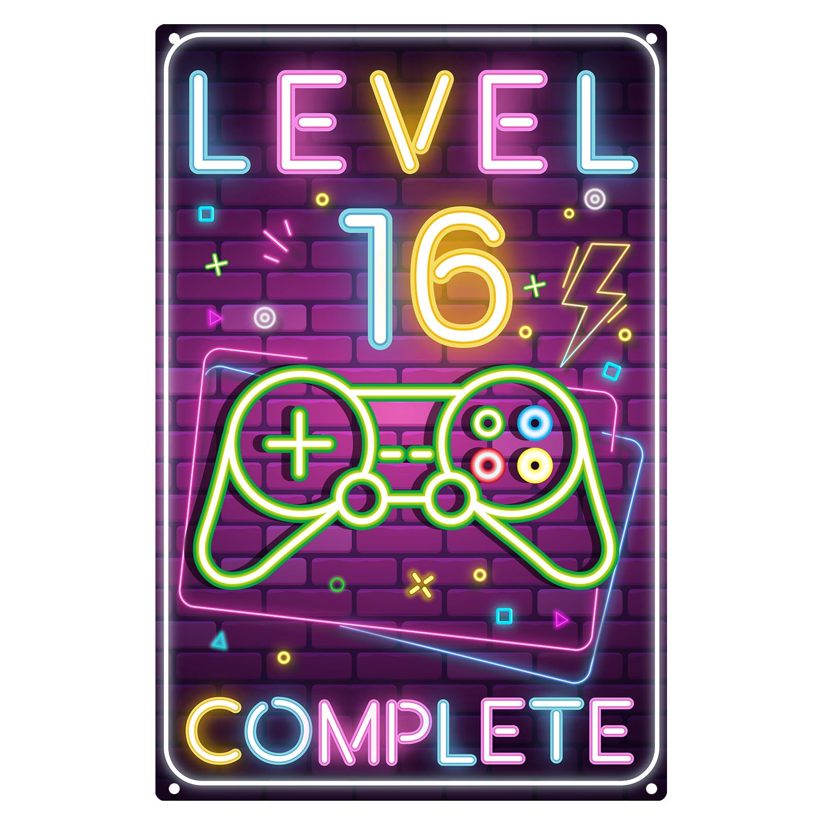 Retro Blechschild 16. Geburtstag Junge, LEVEL 16 COMPLETE, 16Jahre Geburtstag Deko Junge, lustiges Geburtstagsschild 16, Gamer Geburtstagskarte 16, Teenager Geschenk Gamer Geburtstagsgeschenk 20x30cm