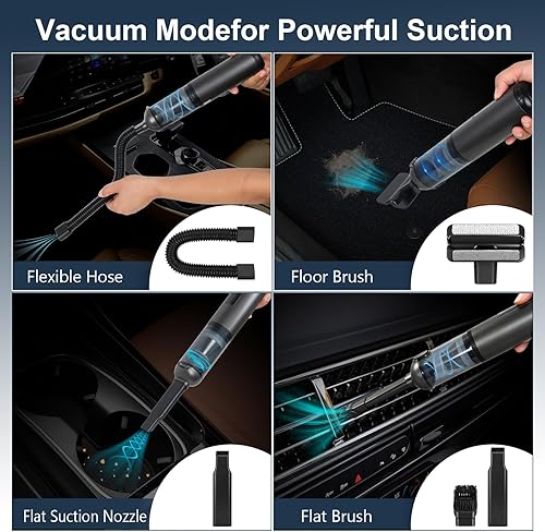 Miniatura 5 de Aspiradora portátil sin cable, 17000Pa 2 en 1 aspiradora y plumero de aire, motor sin escobillas de 100 W, aspiradora de mano inalámbrica con