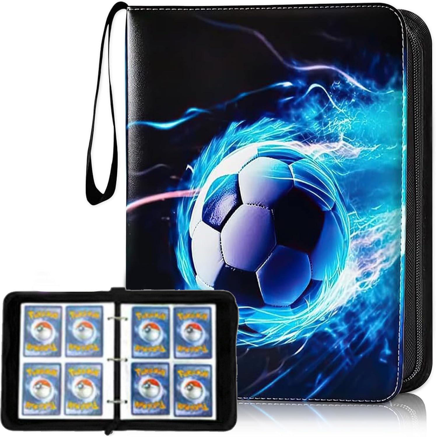 Scrapbook Football Cards 50 Pages 400 Pockets, Football Cards Scrapbook Double-Sided Large, Portable Waterproof PU Folder Gift for Collectors and Children's Birthday for TCG, MTG
