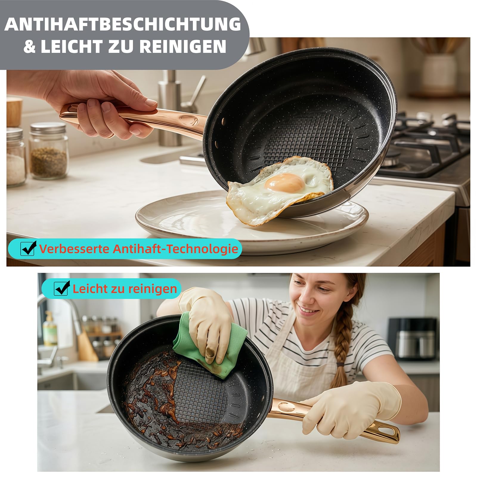 9-teiliges Edelstahl Topfset Induktion - Kochtopf Set, für Alle Herdarten | Lebensmittelechter Edelstahl, Glasdeckel mit Dampföffnung, Extra Dicker Boden, Wärmeisolierter Griff, Robust und Langlebig