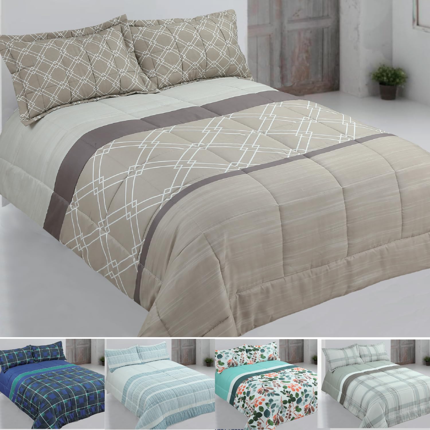 DONATELLA EDREDÓN Estampado Reversible - 135 cm., Milan-Marron