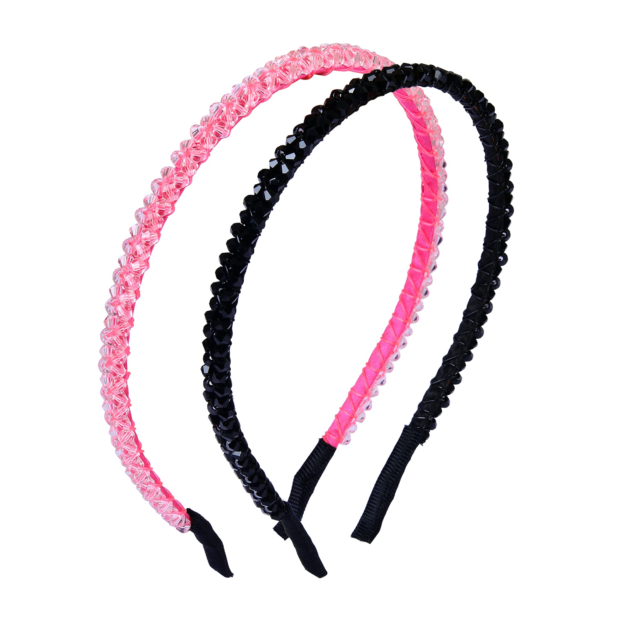 MATKOOZ_ GIRLS BEAUTIFUL CRYSTAL HAIR BAND_PACK OF 2PC_ICE PINK,BLACK (B09HMVTHYF) Amazon Price History, Amazon Price Tracker