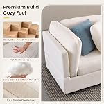 Sectional Sofa with Storage, Modern Convertible 5-Seat Sectional Couches with Chaise for Living Room/Bedroom/Office/Guestroom, Includes 4 Cozy Pillows, Easy to Install, Cream White