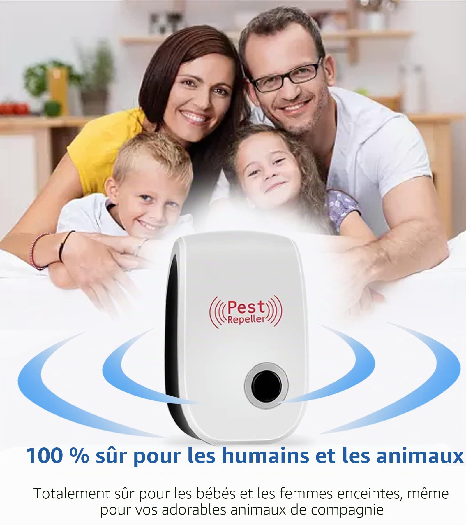 Ultrason Souris et Rats,Répulsif Ultrasons Anti-Moustiques Intérieur Dispositif Anti Souris Insectes, Moustiques, Cafards, Rats, Fourmis, Araignées 4 Pack