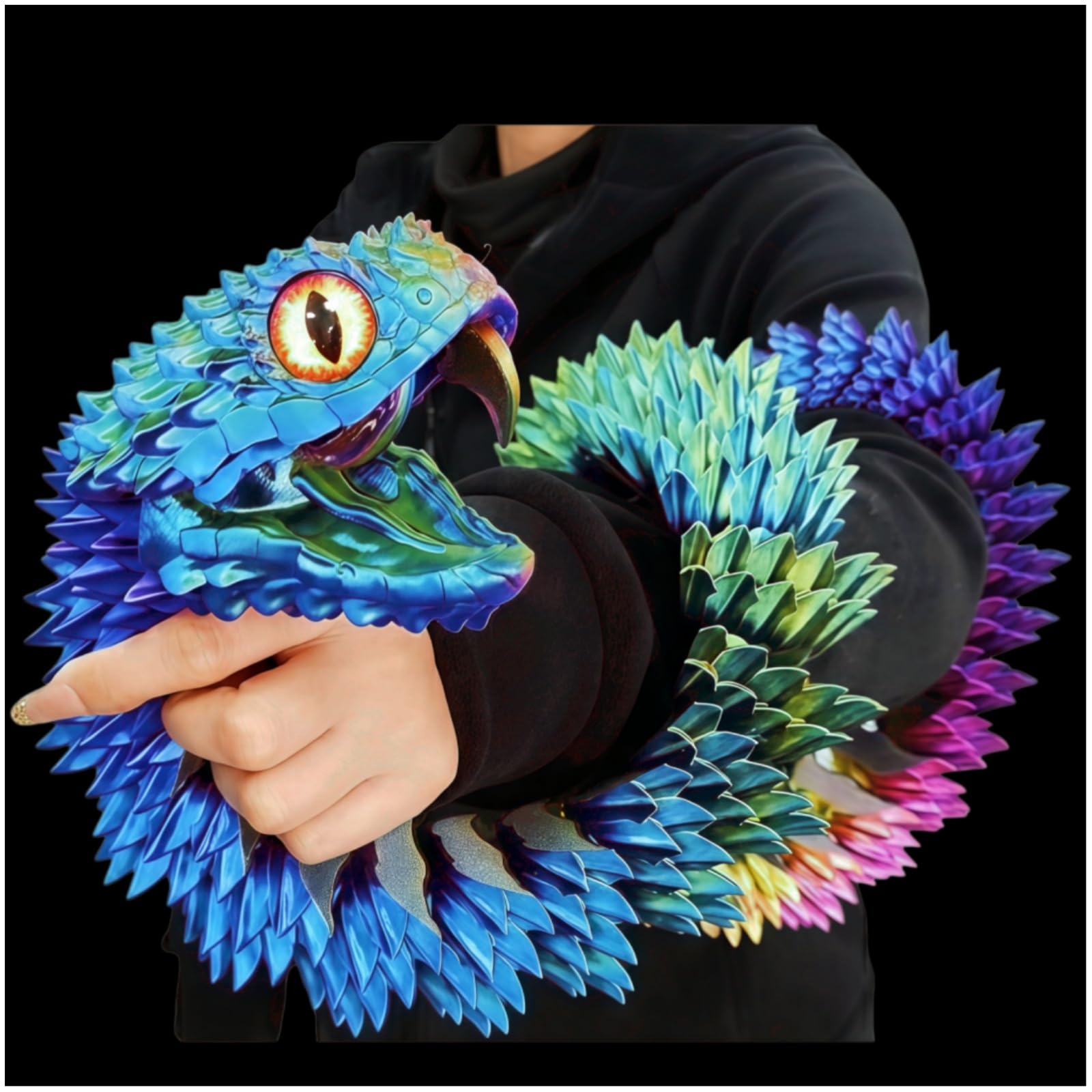 AQXYTK 47.5 Inch Extra Large 3D Printed Snake Model, Viper Snake with Movable Teeth, Flexible Joint 3D Printed Animals for Stress Relief, Fidget Restlessness, ADHD Toys, Surprise Fantasy Gifts