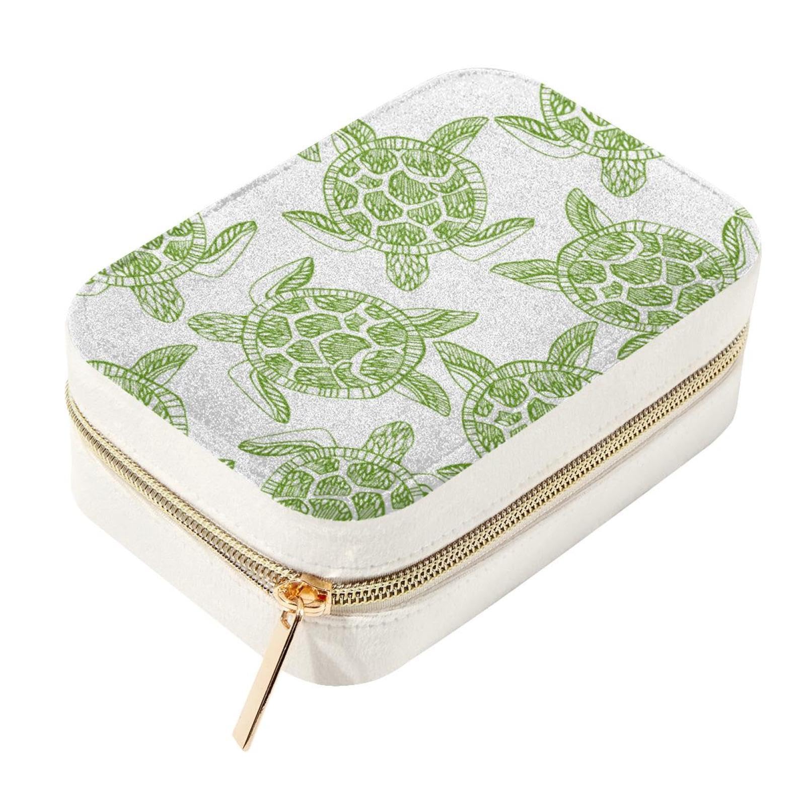 Boîte à bijoux de voyage en velours vert pour organiser vos colliers et bagues en vacances