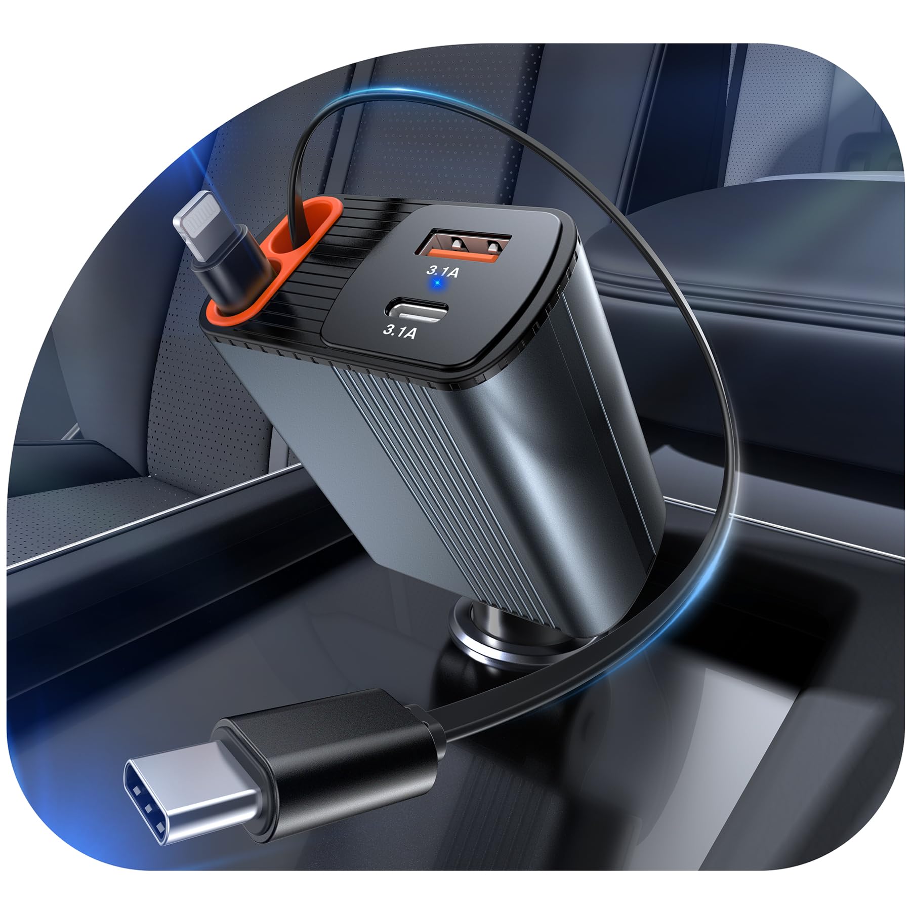 Anykon 78W Retractable Car Charger