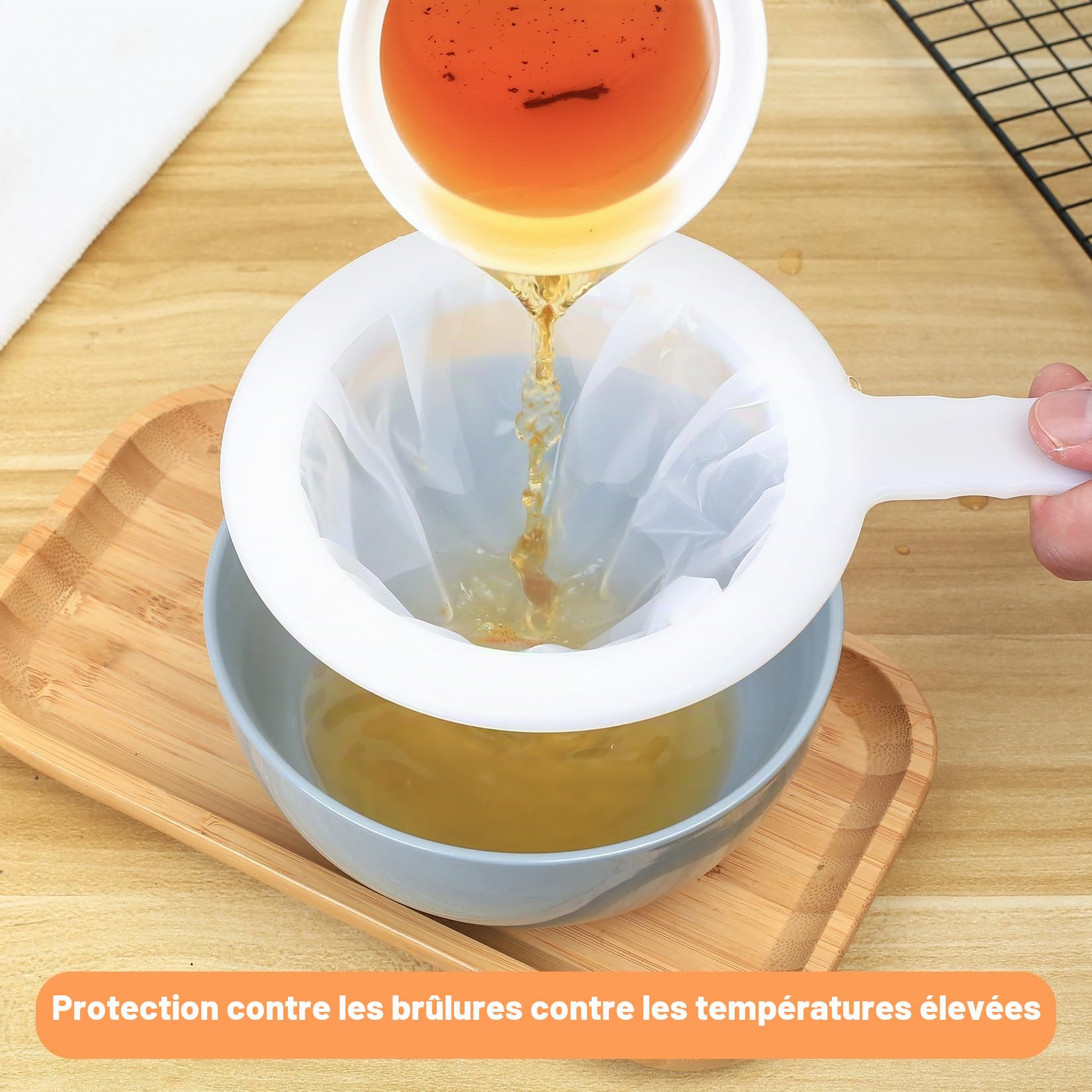 Filtre à Tamis Fin avec Poignée, Alimentaire Filtres en Nylon, 100/200/300/400 Mailles Tamis Cuisine pour Filtrage Jus Lait Café