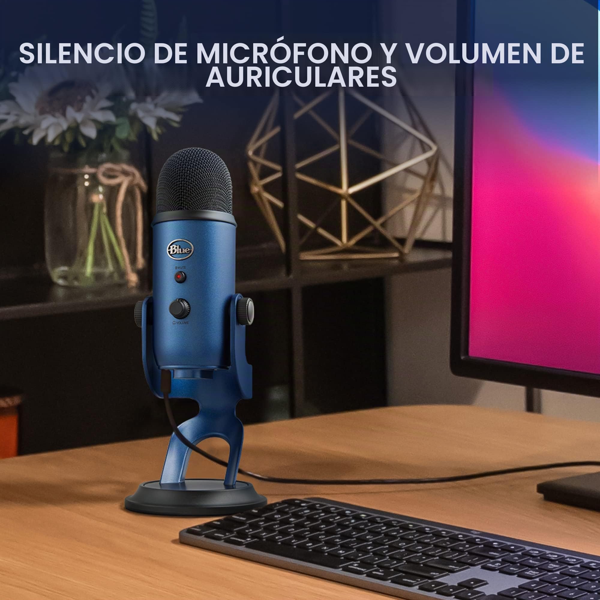 Logitech for Creators Blue Yeti Micrófono Condensador USB para Grabación, Streaming, Gaming, Podcasting, Azul