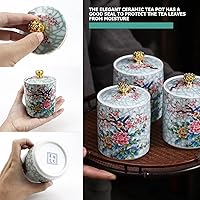 Vista 4 de FERCAISH Tarro de cerámica para almacenamiento de alimentos, tarro de almacenamiento de té, organizador de cerámica para dulces con tapa hermética