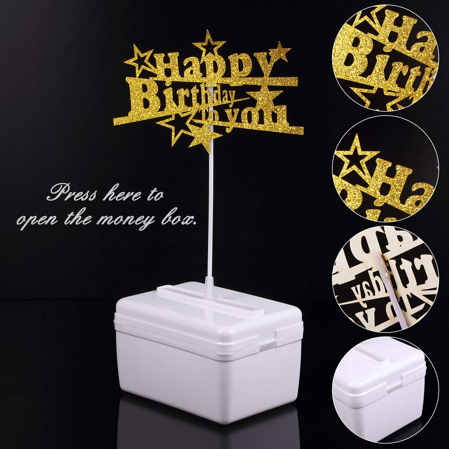 Money Cake Dispenser Box Set Happy Birthday Cake Toppers Star Cupcake