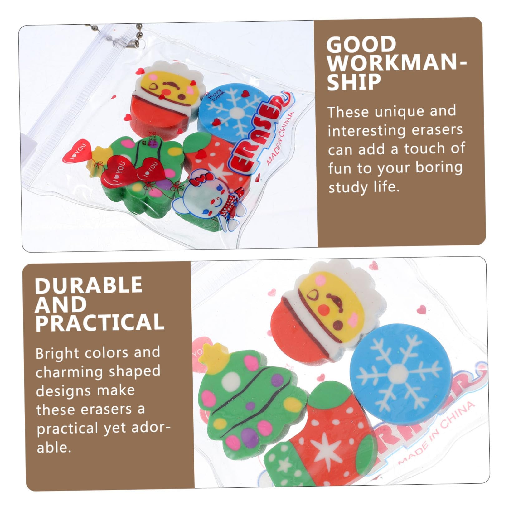 SHINEOFI 18 Sätze Weihnachtsradiergummi cute christmas decor süße radiergummis weihnachts geldgeschenke spaß Cartoon Radiergummis geformt Mini-Radierer Multifunktions-Radierer PVC