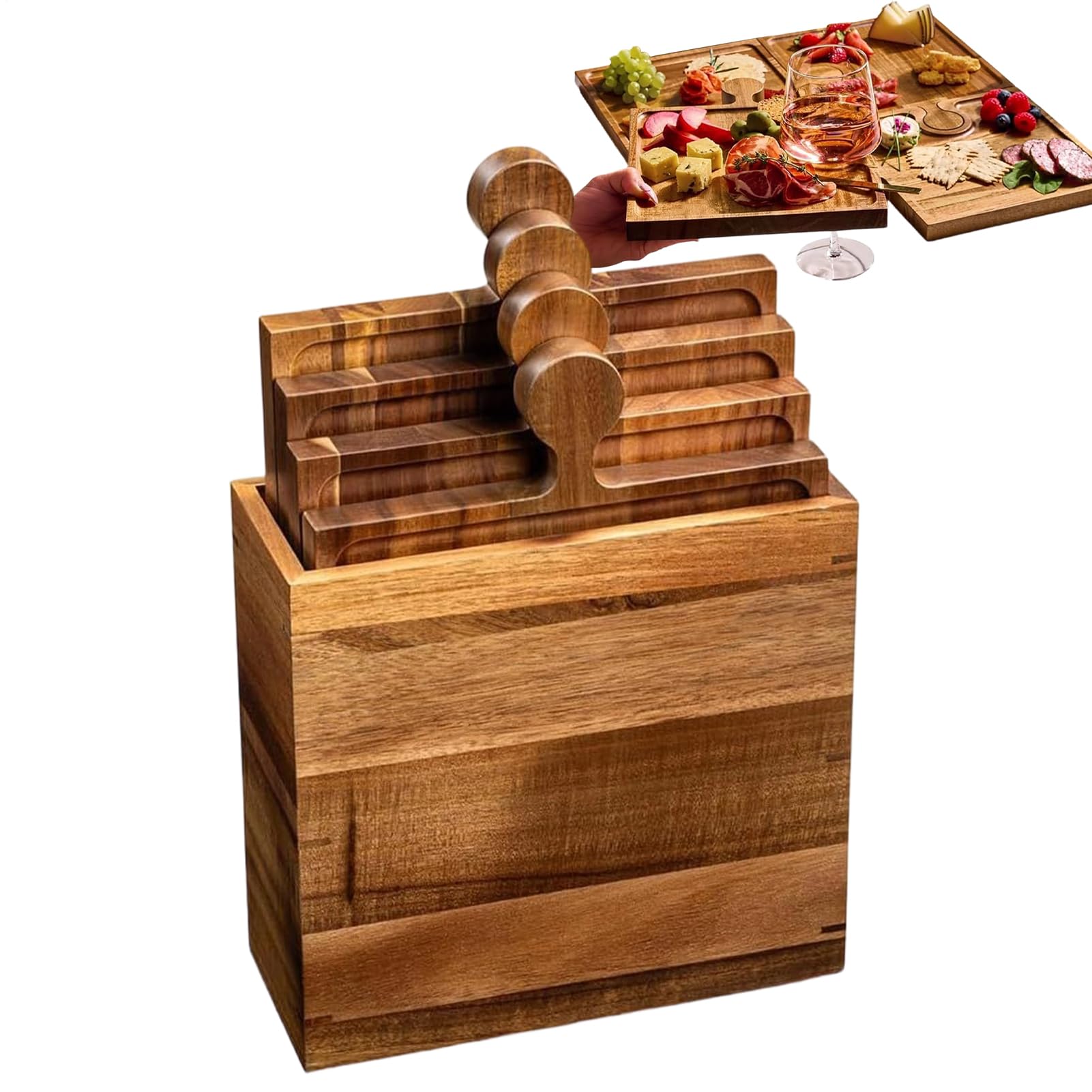 Bandeja De Servicio Juego De Presentación con Diseño De Puzzle | Tabla de Quesos y Embutidos con Asas Para Carne Fruta Queso Snack Pastel Hogar Estreno