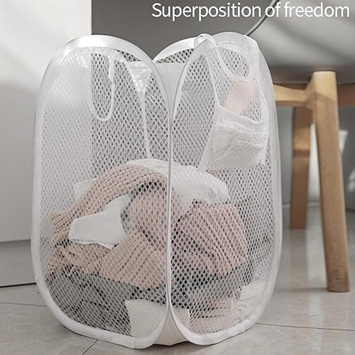 Miniatura 3 de Cesta de lavandería grande, con asas, cesta ligera plegable, bolsa de lavandería plegable, almacenamiento de ropa duradero, cesta de ropa alta