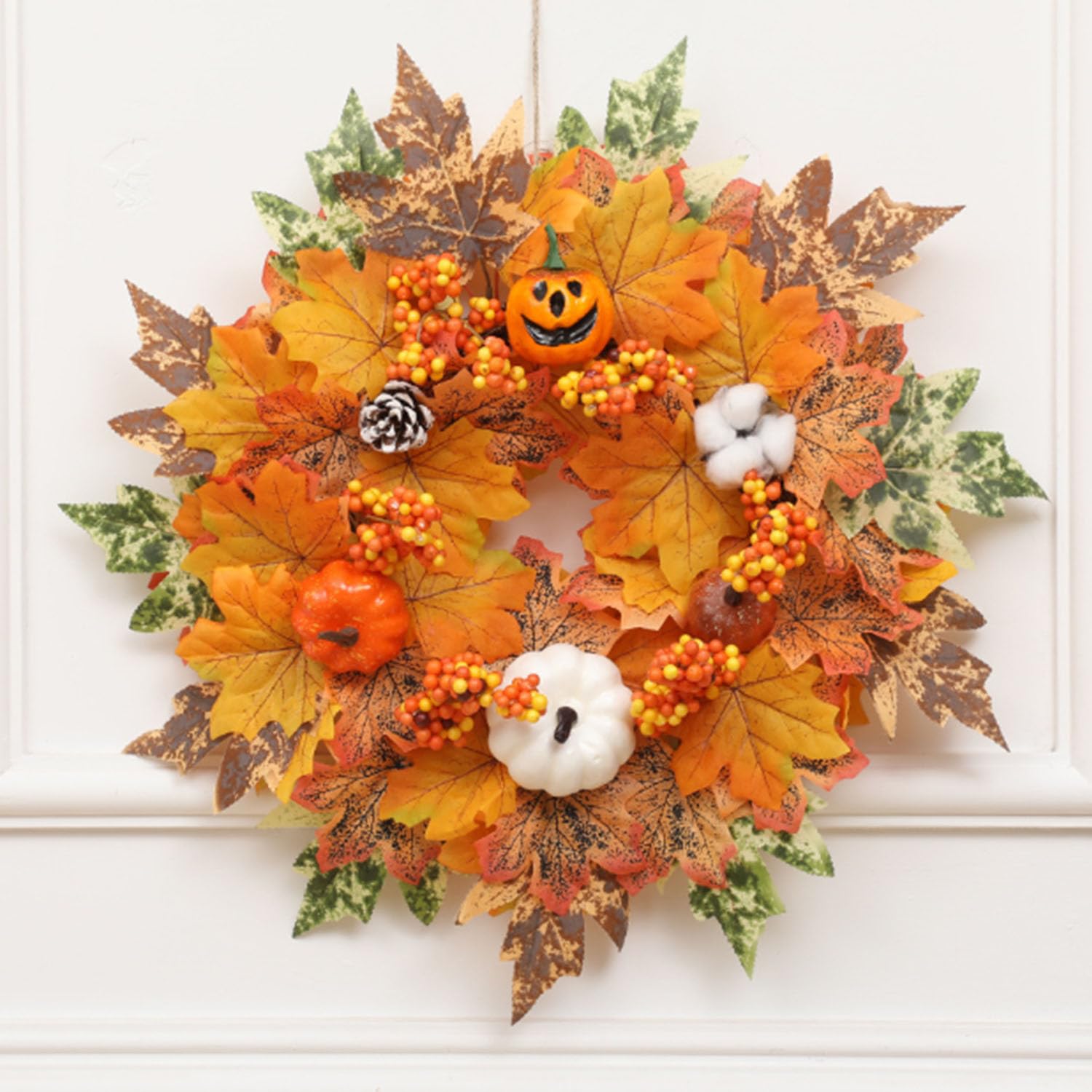Christmas wreaths, 18 Inch, for Home, Farmhouse Decor with Eucalyptus Leaves,Rose, Big Berries(Color 2)