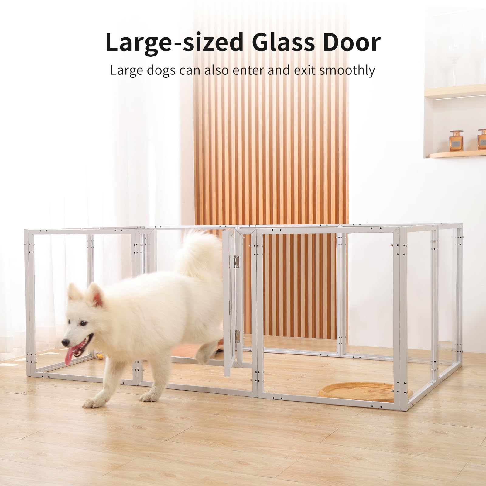 Parque para Perros Acrílico, PARC Chien interieur, 60 cm de Altura Corralito para Perros, Fácil Montaje, Fácil de Limpiar, Robusto y Duradero, Ideal Perros pequeños y Cachorro (10 Paneles)