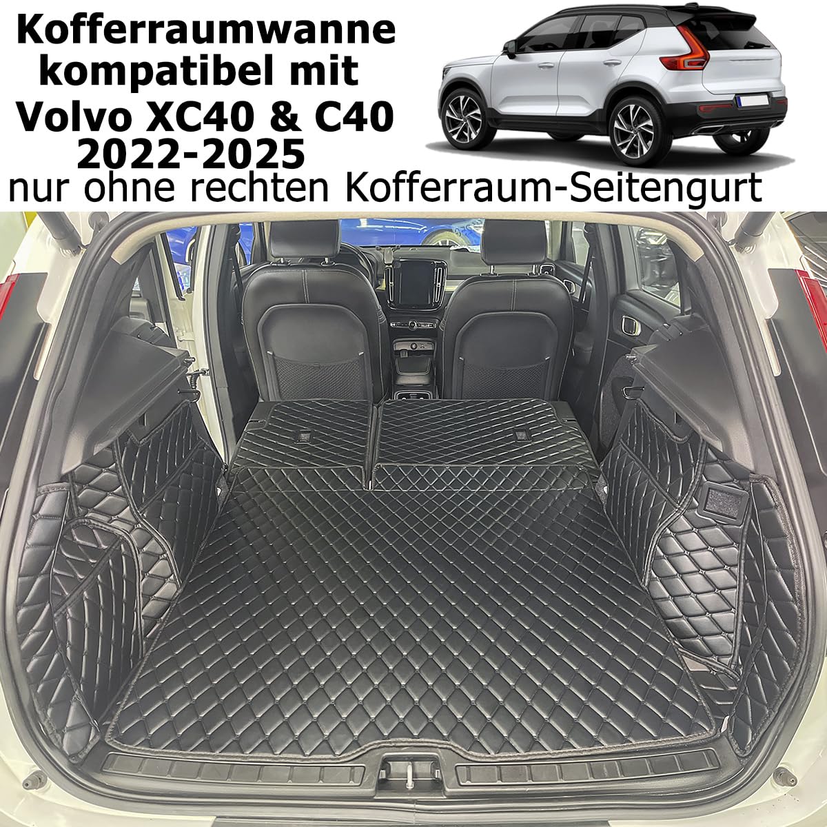 Kofferraumwanne für Volvo XC40 C40 2022–2026 | nur ohne rechten Kofferraum-Seitengurt