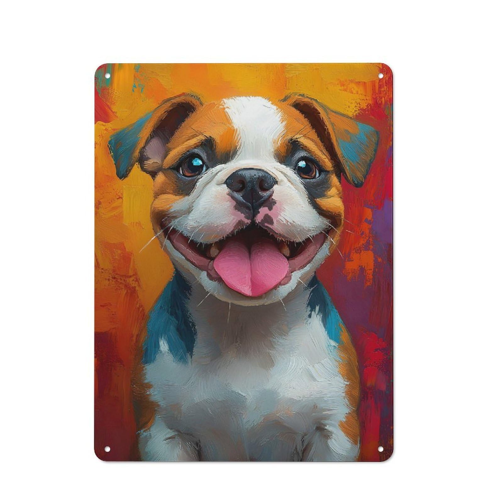 Junmoney Smile Cute Puppy Painting Vintage Tin Sign 40X30cm With For Man Cave Or Games Room, For Games Room Collectors