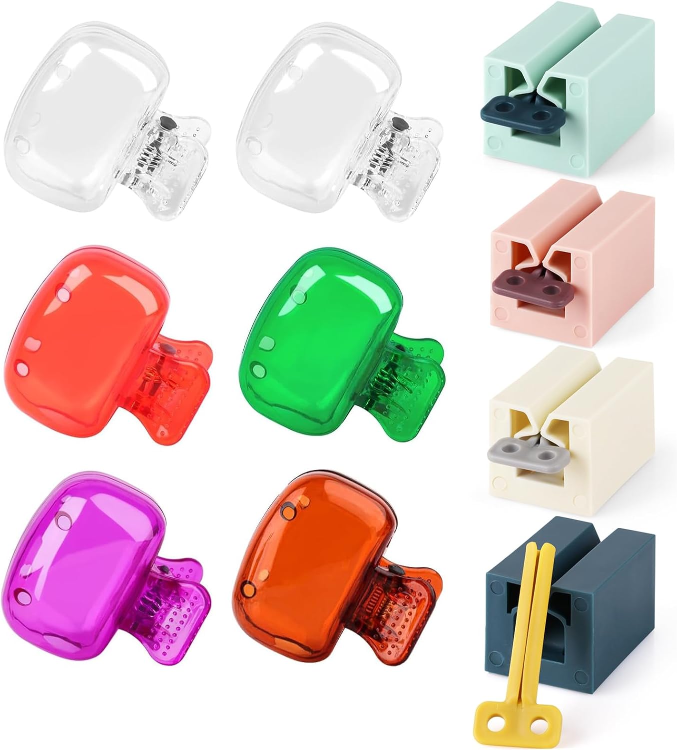 6 Pack Toothbrush Covers clip & 4 pcs Rolling Toothpaste Squeezer for Bathroom Home Travel Supplies