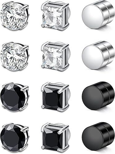 Aretes de clip magnético Longita - aspecto falso y realista, Aretes de imán para hombre