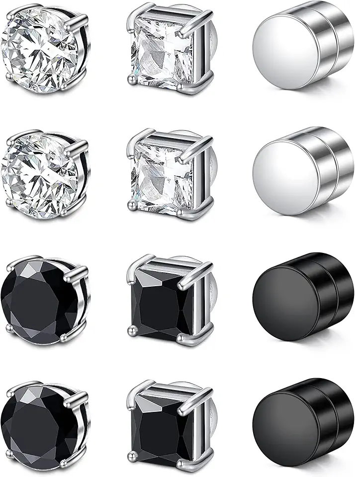 Brincos falsos para homens brincos de pressão para homens brincos de rosto para homens brincos de pressão masculinos brincos de argola falsos de cruz brincos masculinos brincos falsos para homens brincos não perfurados para homens